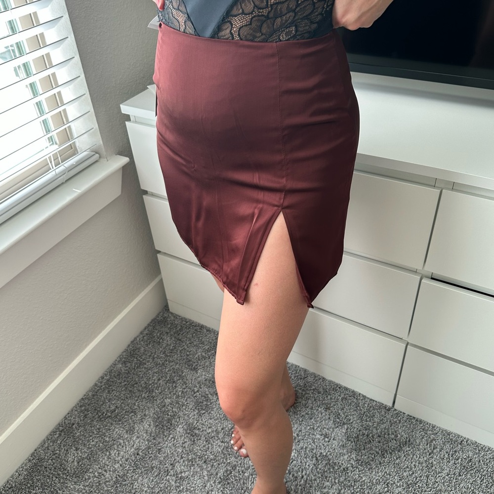 Burgundy Silk Skirt | NWT